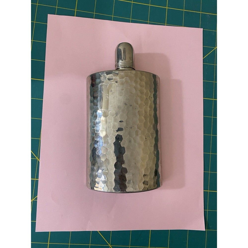 Vintage FLASK Tin-Lined 10 OZ MADE IN WEST-GERMANY Hammered Flask with Shot Cap